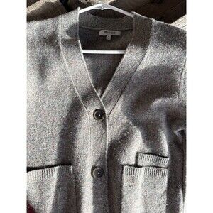 Madewell Cardigan Sweater Womens Small Gray Merino Wool V Neck Button B6378